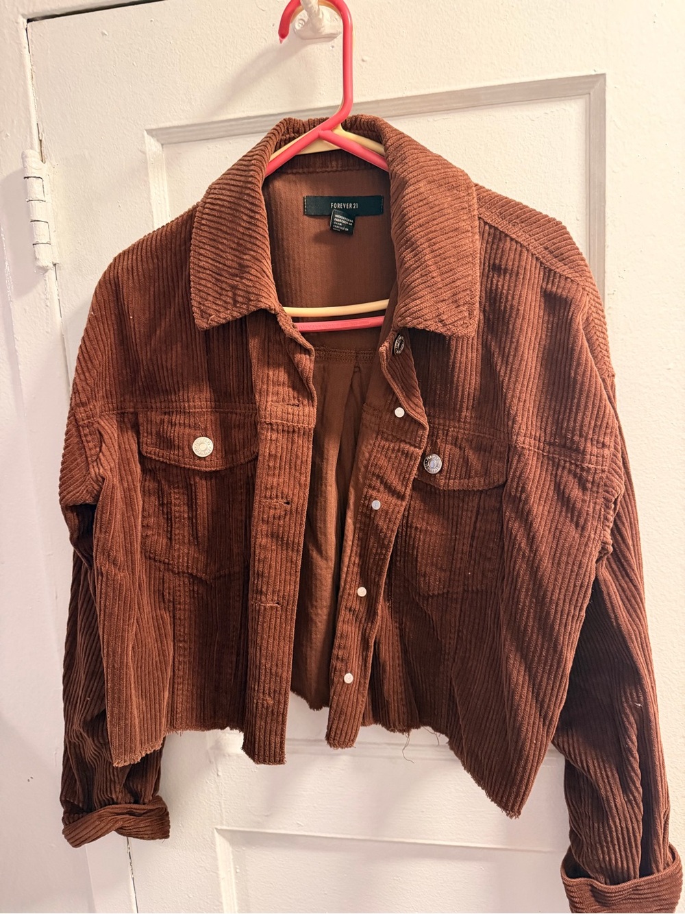 Forever 21 Rust Brown Corduroy Cropped Jean Jacket